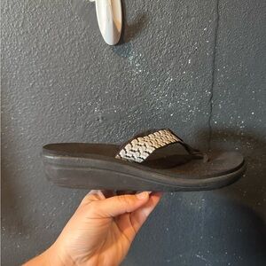 Teva Elegant Black and Grey Women's Wedge Sandals